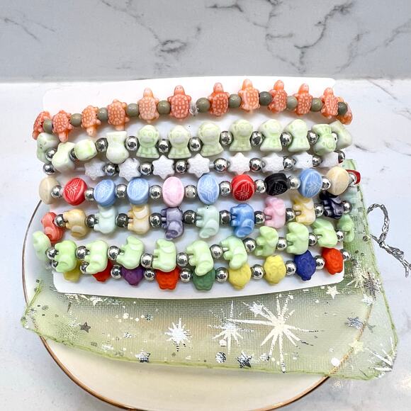 7 mini beaded stretch bracelets stacking bracelets - Picture 4 of 7